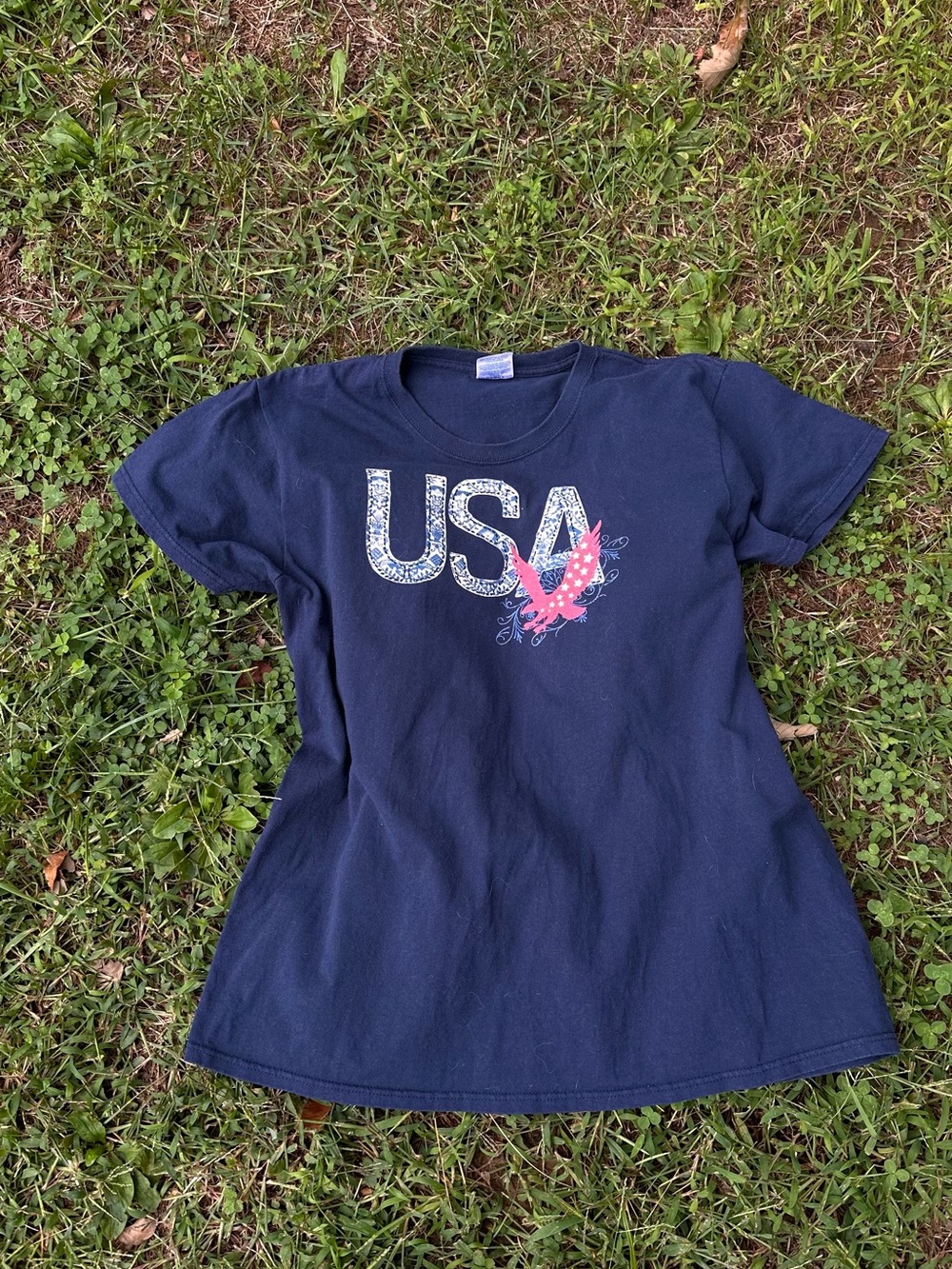 Vintage 90s Gildan 100% Cotton USA with Red Eagle T Shirt Babydoll Sleeves